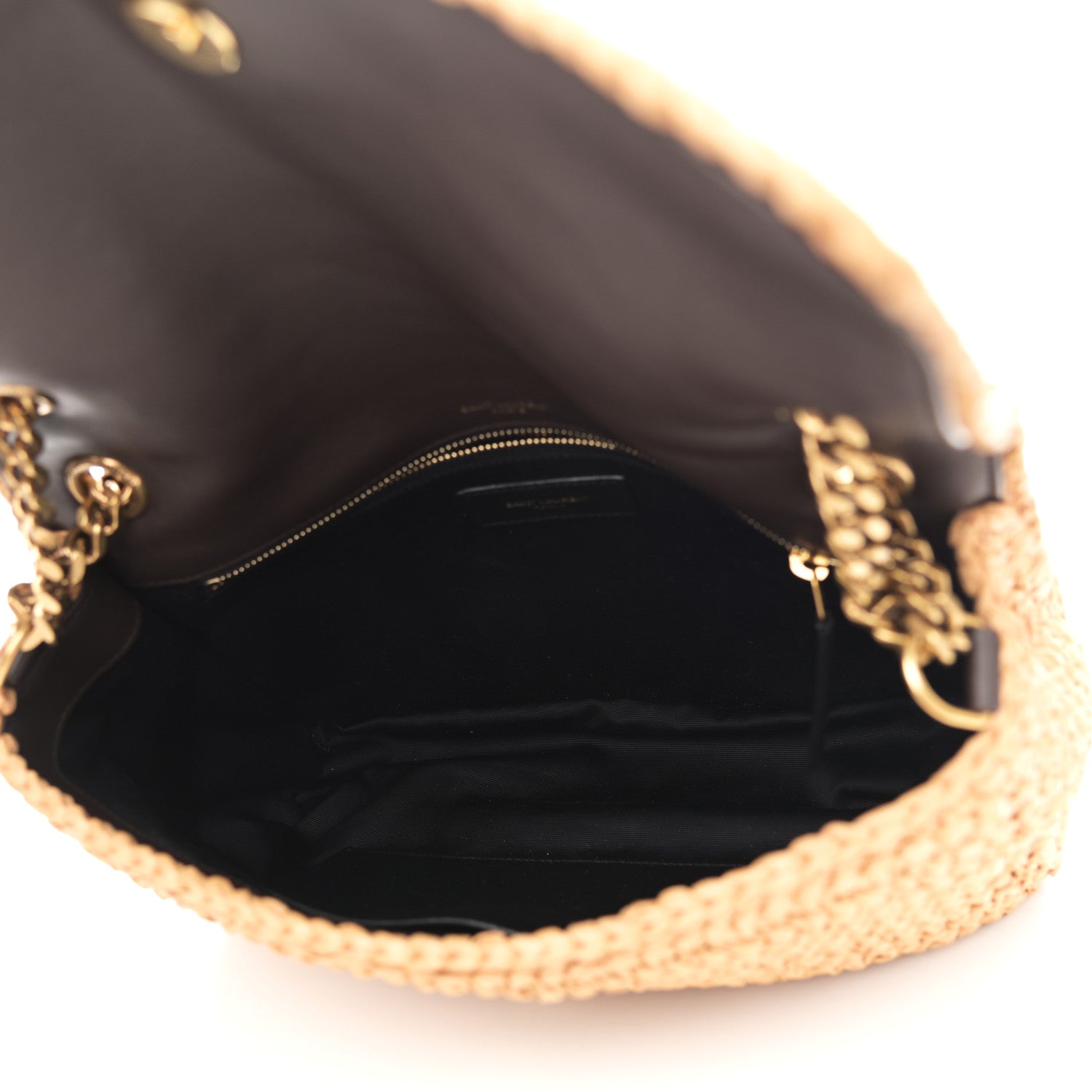 Saint Laurent Raffia Calfskin Monogram Medium Niki Chain Satchel Tan 4 of 11