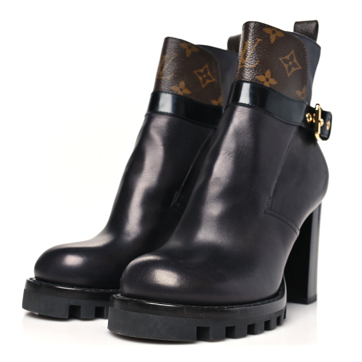Calfskin Monogram Star Trail Ankle Boots 37 Black