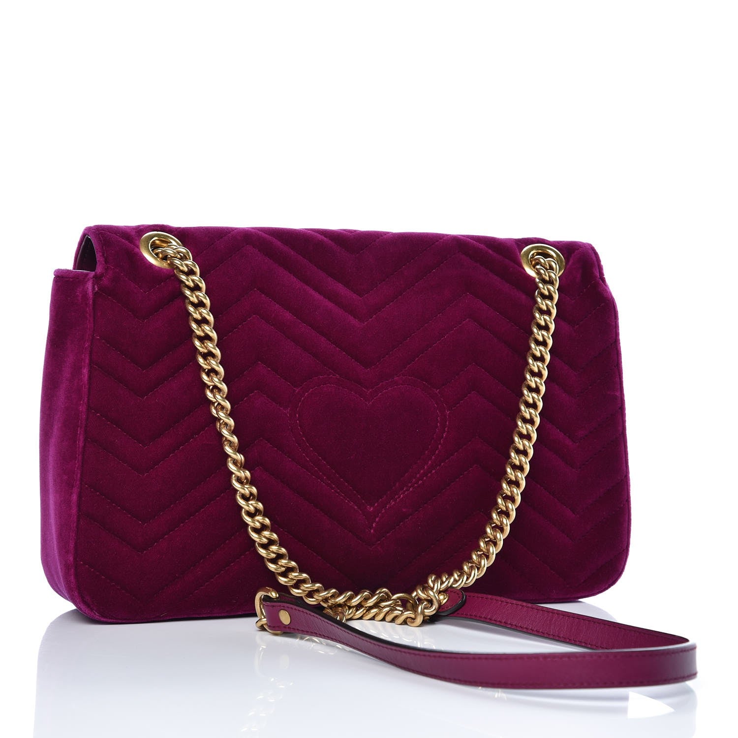 Gucci Velvet Matelasse Medium GG Marmont Shoulder Bag Fuchsia Violet Cyclamen 3 of 12