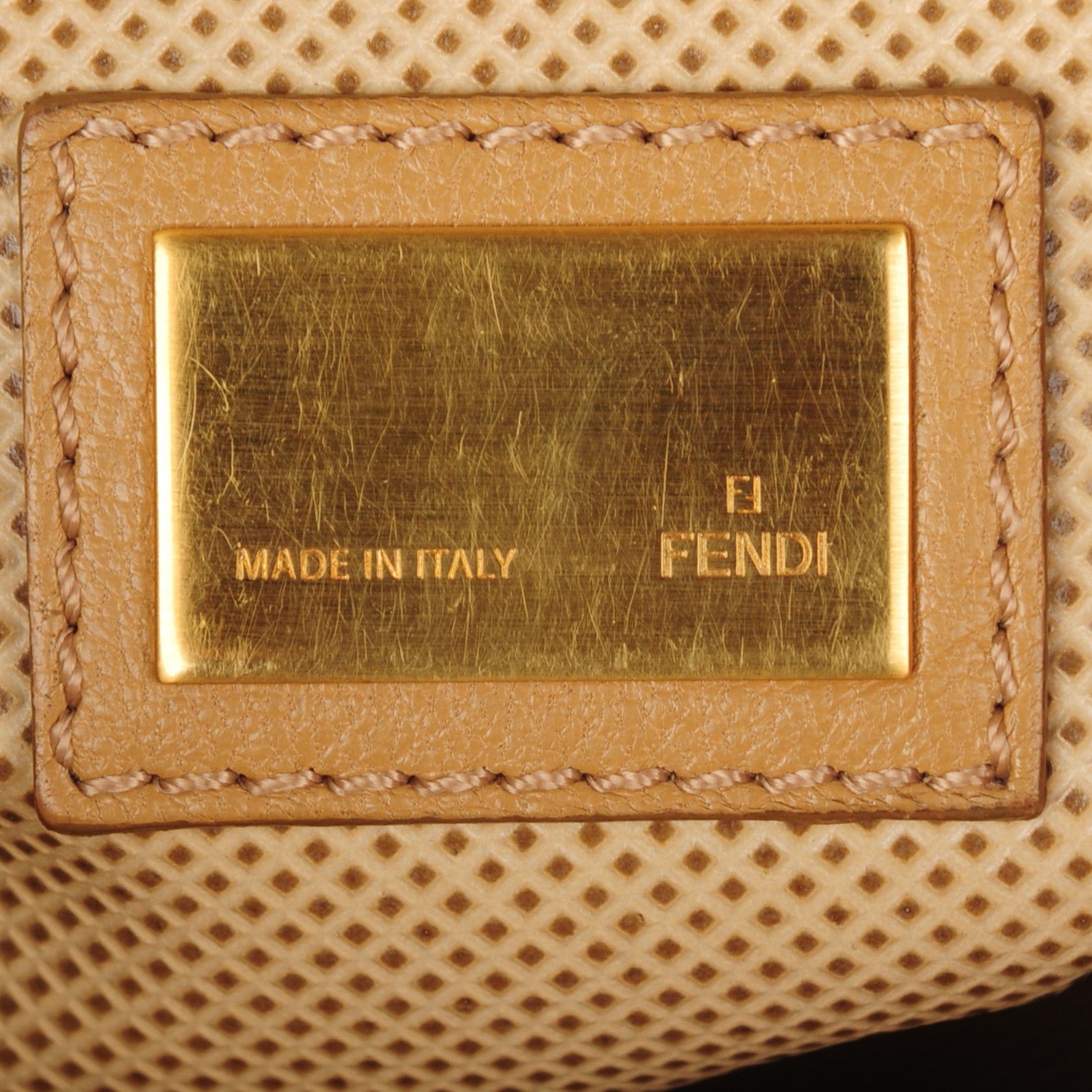 Fendi Goatskin Large Peekaboo Iconic Satchel Beige Latte Black 6 of 9