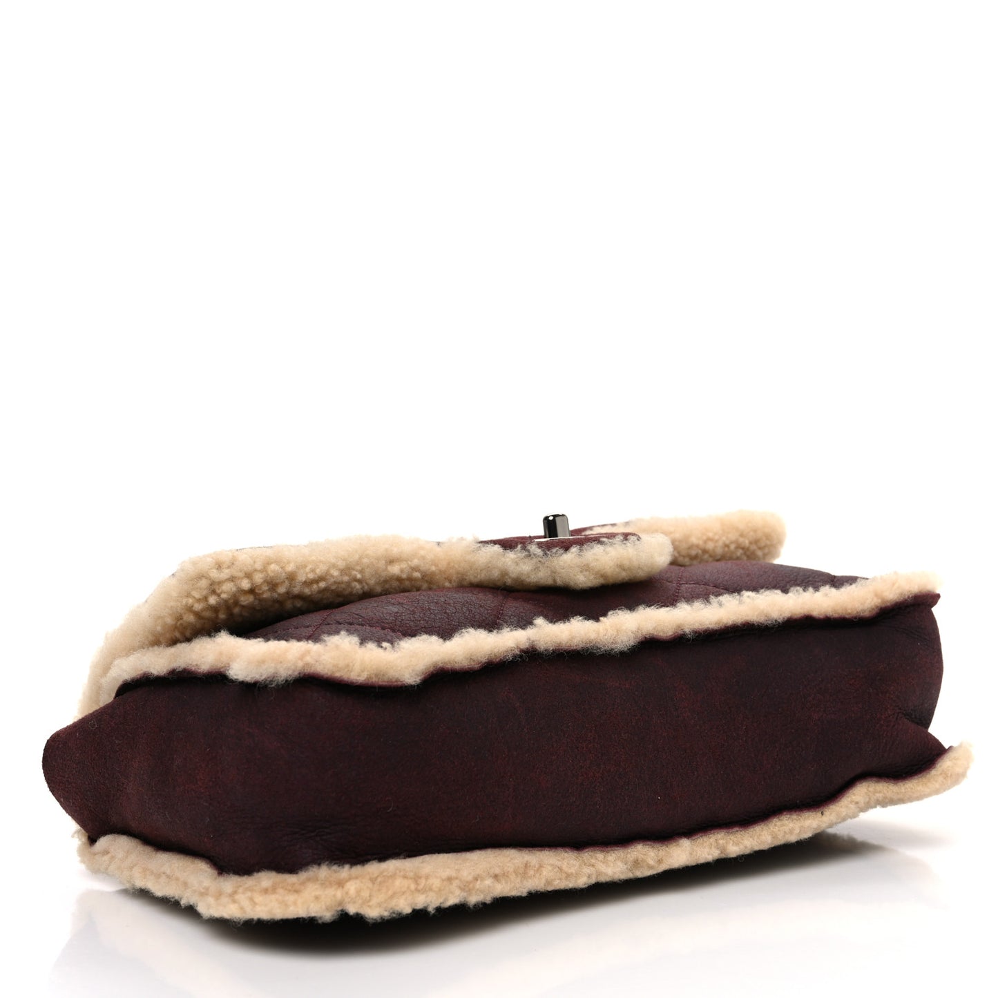 Shearling Quilted Medium Single Flap Bordeaux