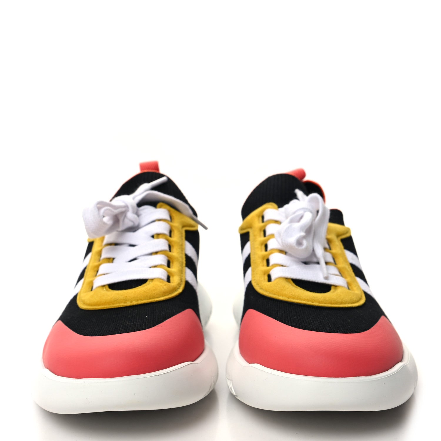 Hermes Knit Suede Goatskin Mens Crew Sneakers 41 Multicolor Black 2 of 7