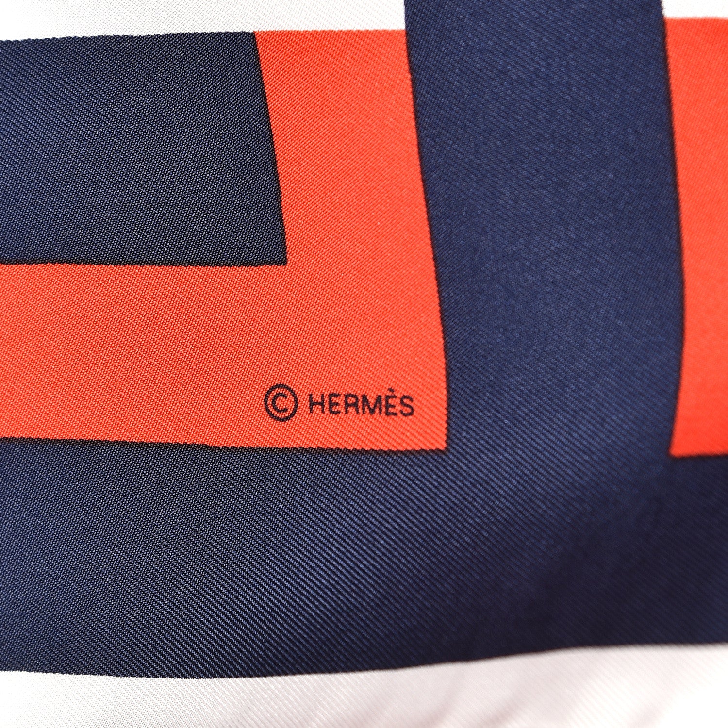 Hermes Silk Lettres Au Carre Scarf 90 Blanc Marine Rouge 3 of 4
