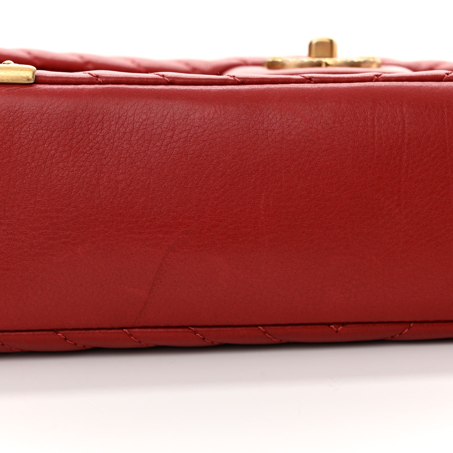 Calfskin Chevron Quilted Rock The Corner Flap Red
