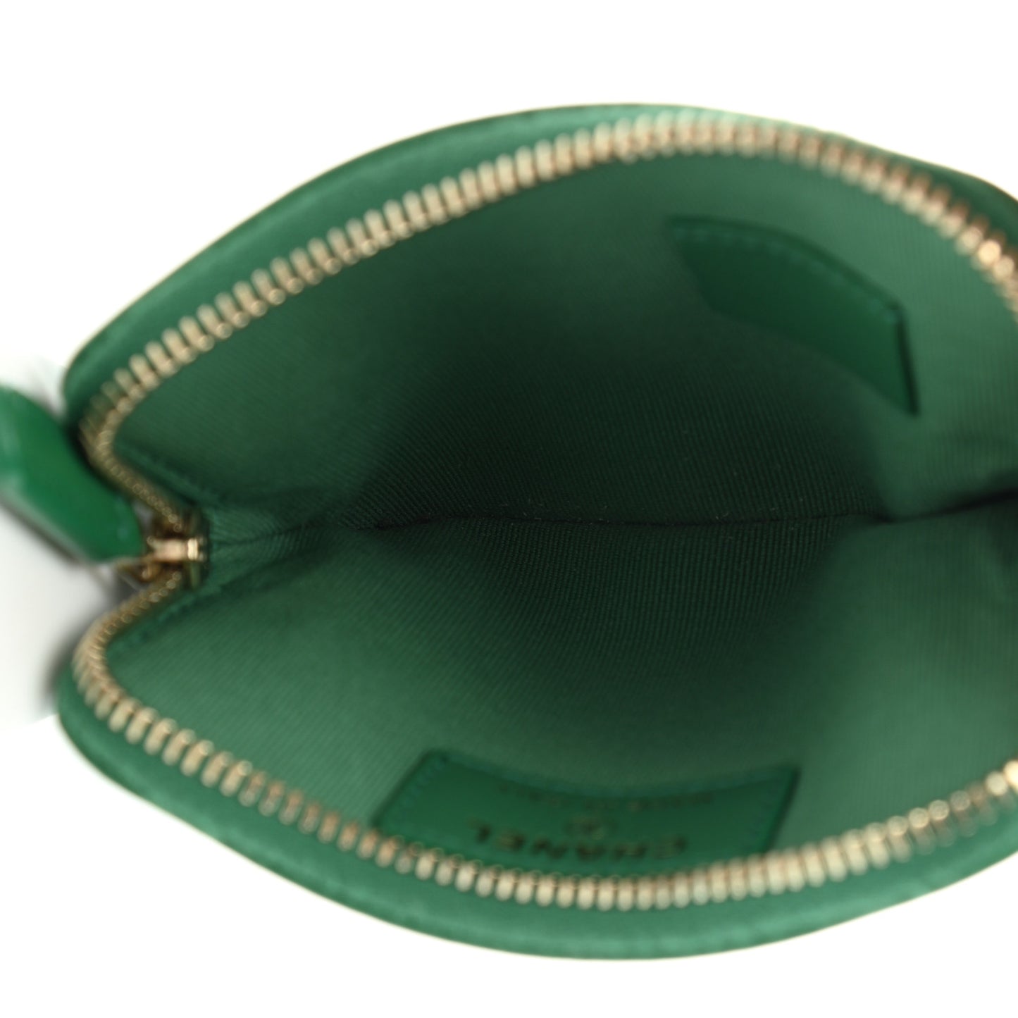 Lambskin Quilted Chanel 19 Zip Card Holder Wallet Green