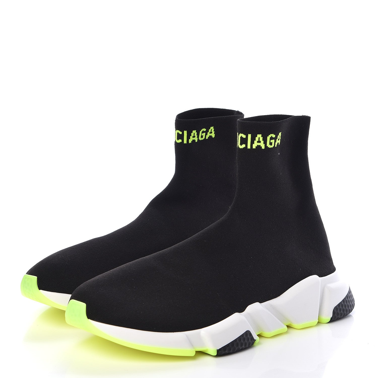 Balenciaga Neoprene Knit Mens Hi Speed Sneakers 45 Black Yellow Fluo 3 of 7