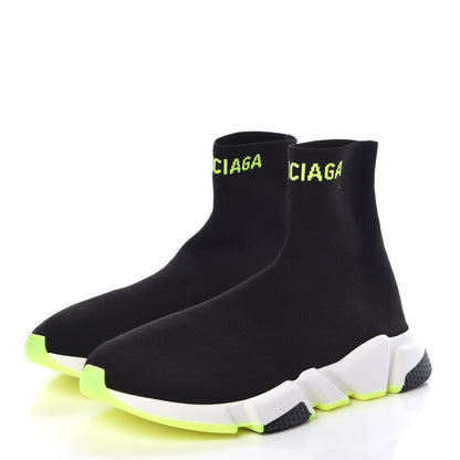Balenciaga Neoprene Knit Mens Hi Speed Sneakers 45 Black Yellow Fluo 3 of 7