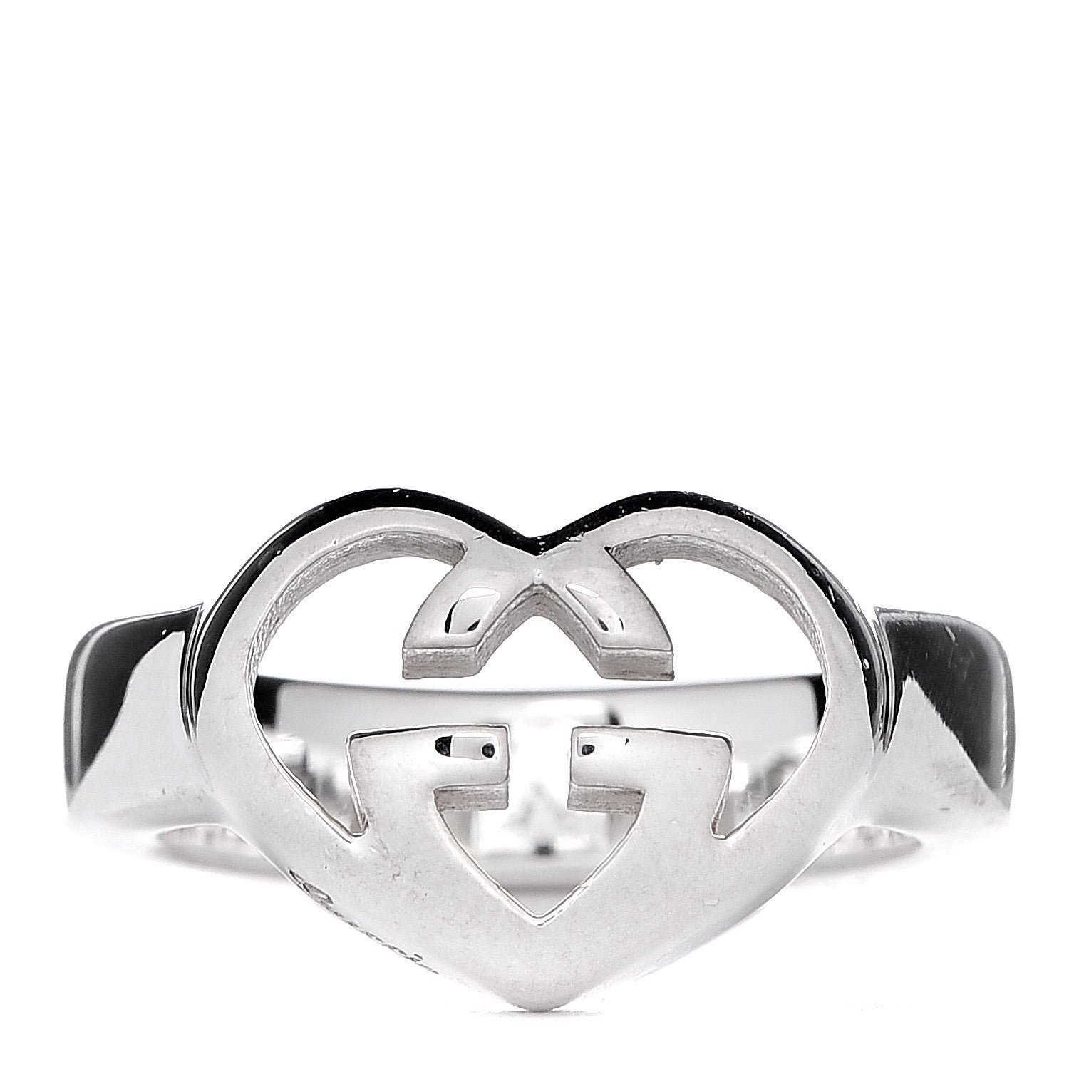 Gucci Sterling Silver Britt Interlocking G Heart Ring 50 5.5 1 of 7