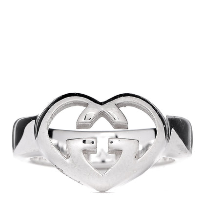 Gucci Sterling Silver Britt Interlocking G Heart Ring 50 5.5 1 of 7