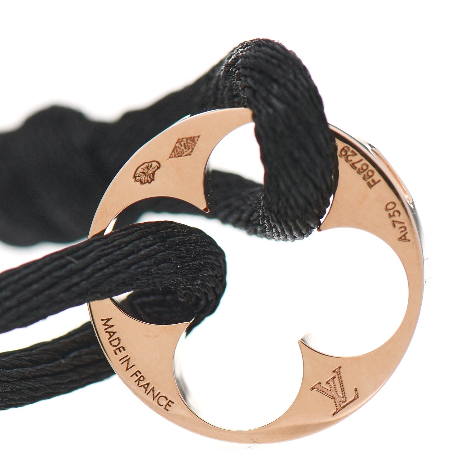 Louis Vuitton 18K Pink Gold Empreinte Adjustable Cord Bracelet Black 3 of 4