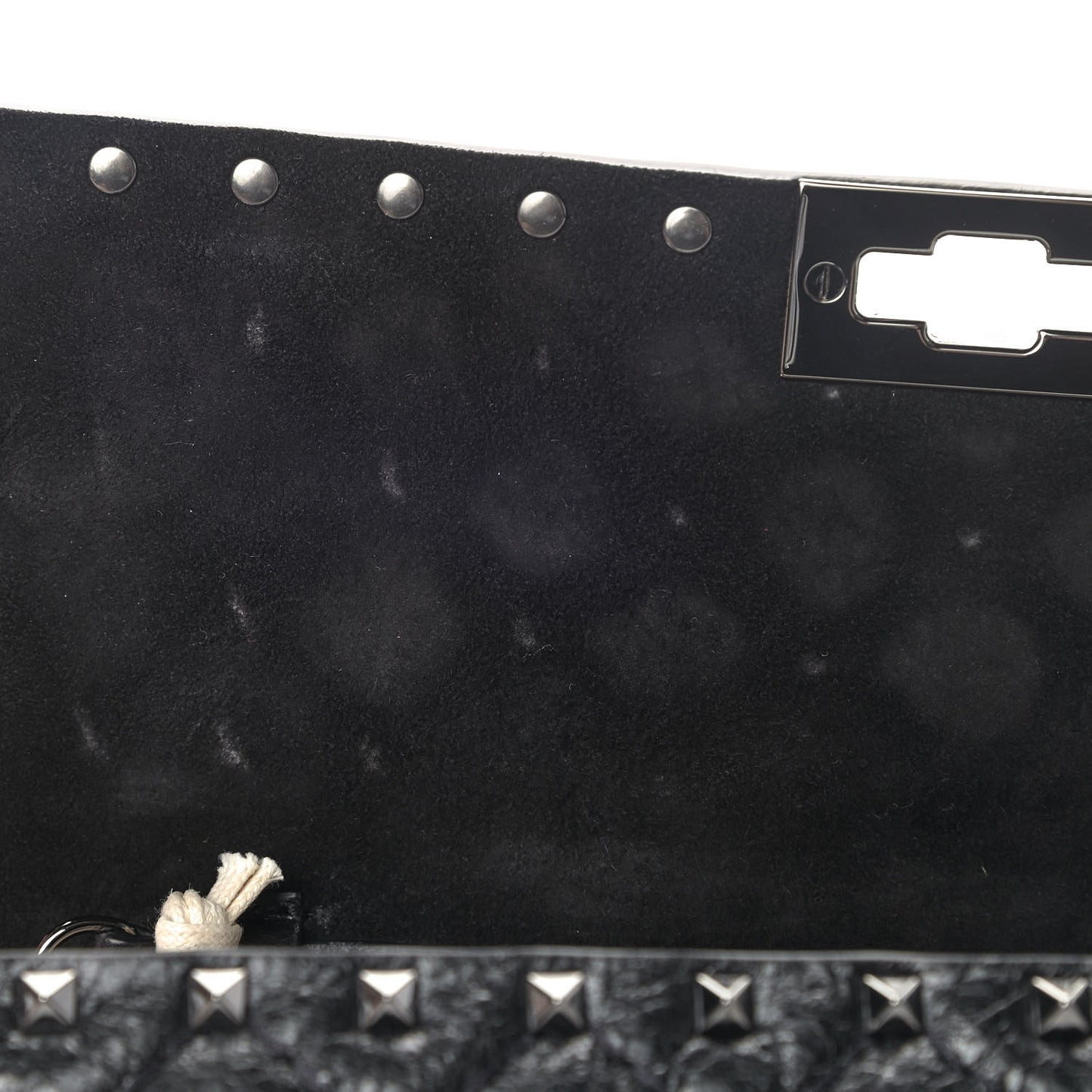 Craquele Nappa Rockstud Spike Wallet on Chain Black
