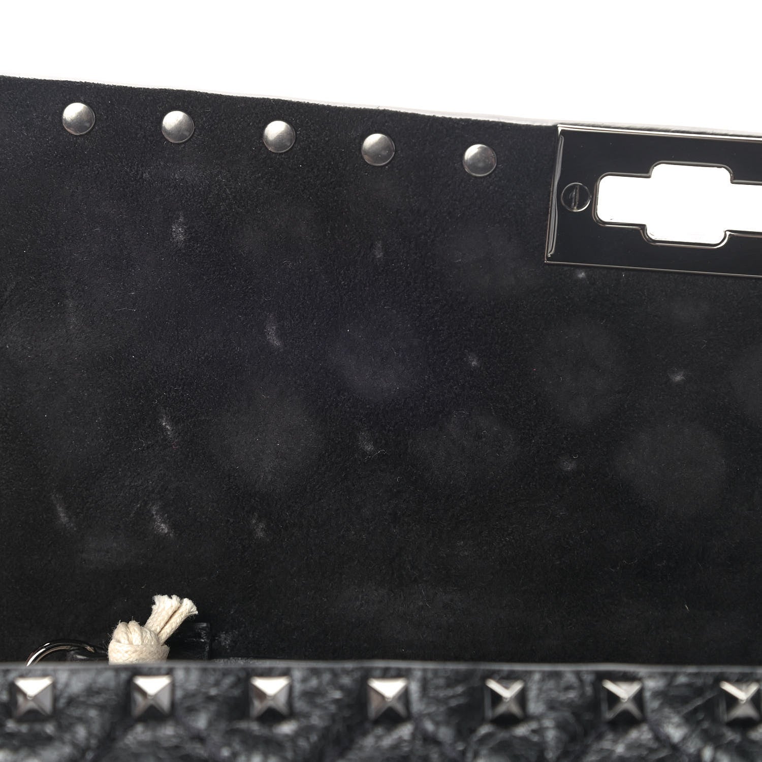 Valentino Garavani Craquele Nappa Rockstud Spike Wallet on Chain Black 9 of 9