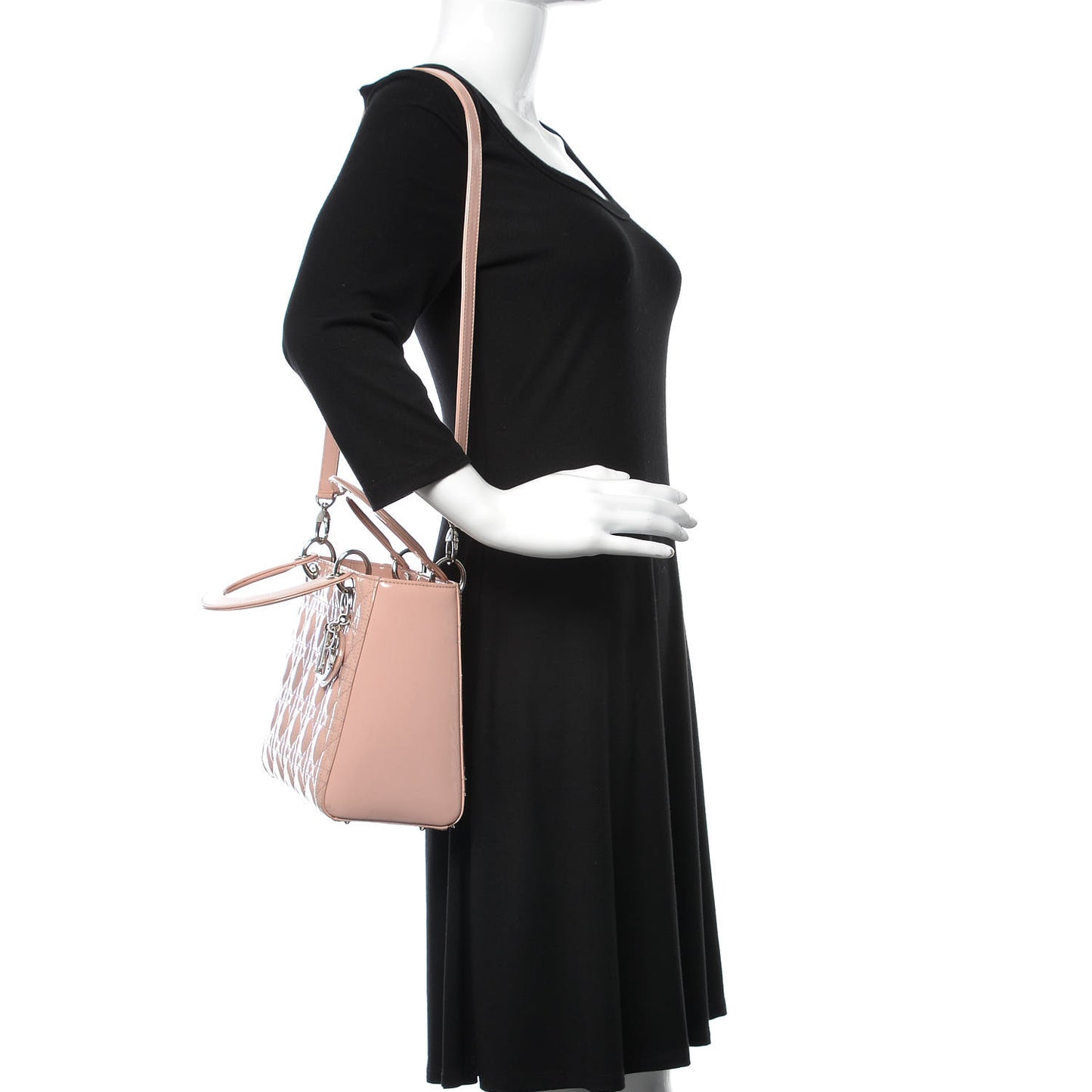 Patent Cannage Medium Lady Dior Rose Clair
