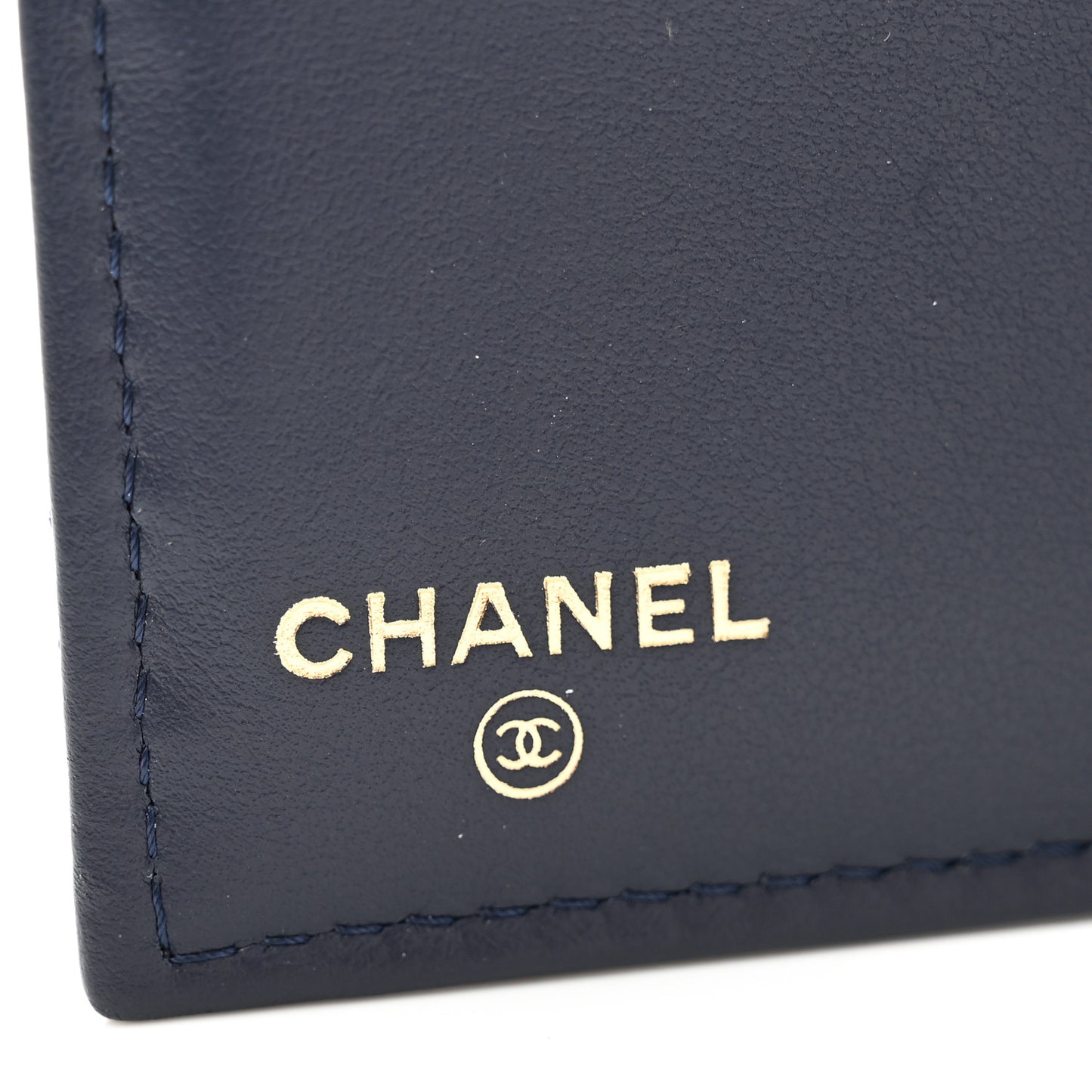 Caviar Quilted Bi-Fold Wallet Dark Blue