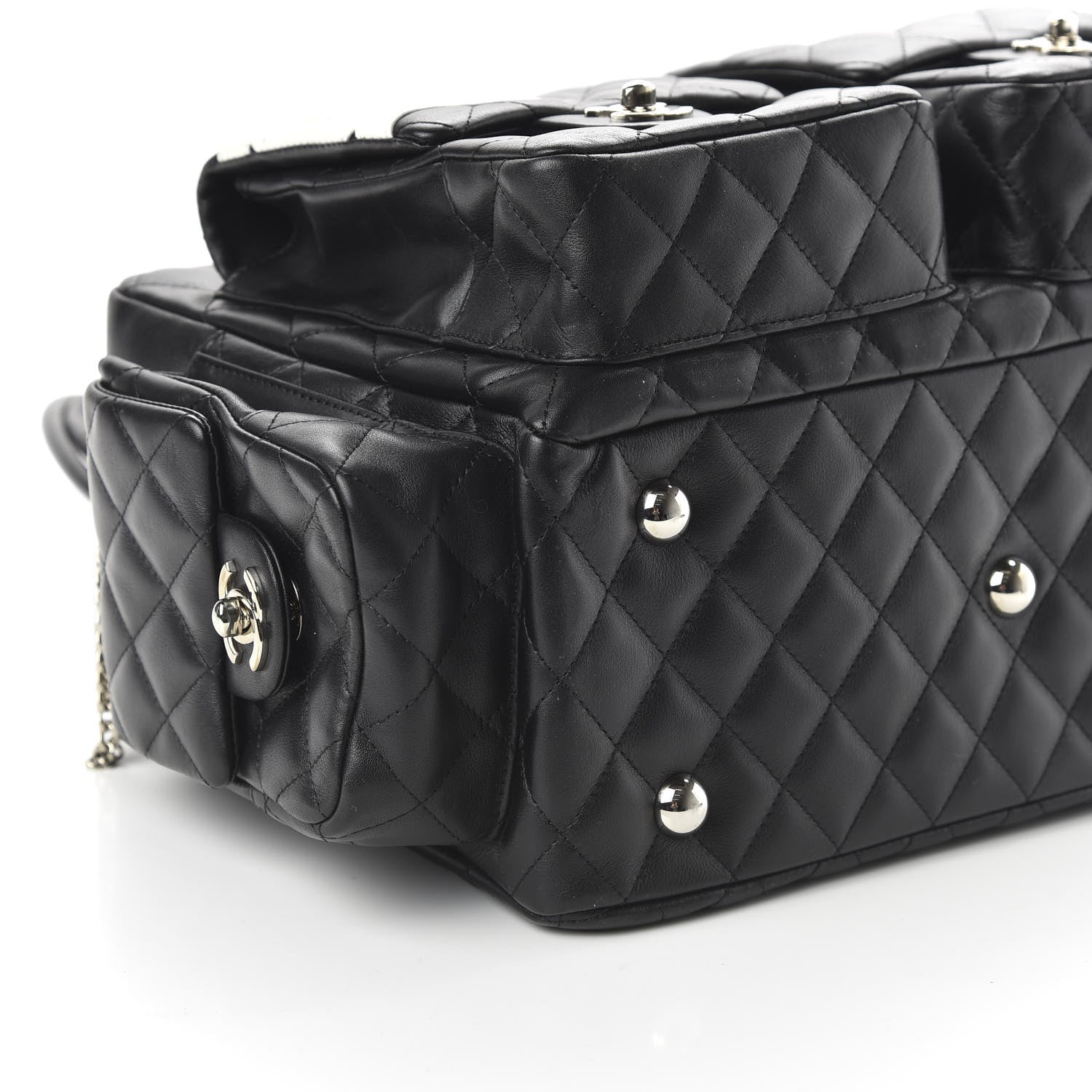 Chanel Calfskin Quilted Large Cambon Multipocket Reporter Black White 6 of 11