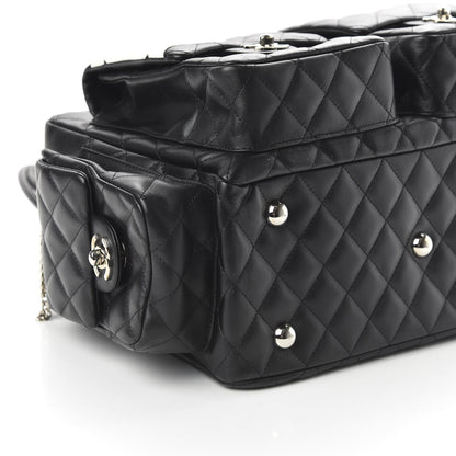 Chanel Calfskin Quilted Large Cambon Multipocket Reporter Black White 6 of 11