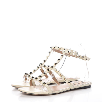 Valentino Garavani Nappa Rockstud Ankle Strap Flat Sandals 37.5 White 3 of 15