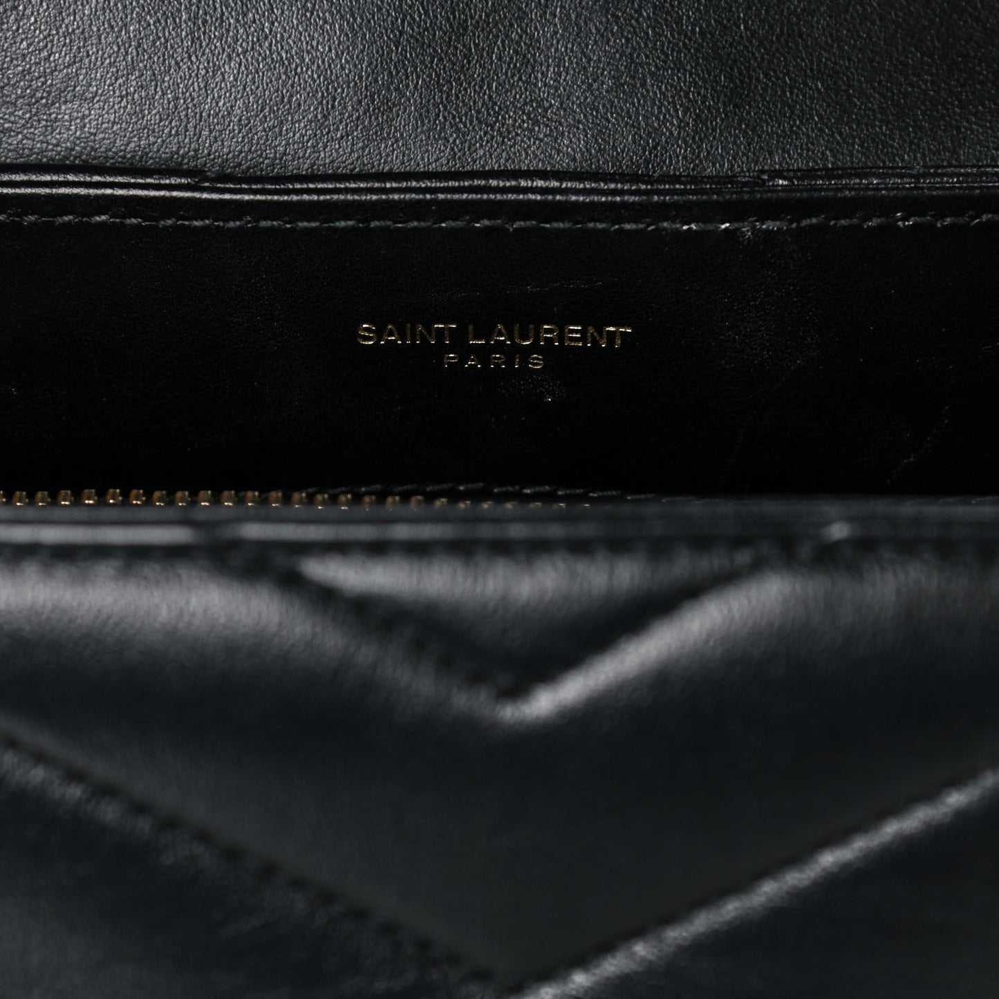 Calfskin Y Quilted Monogram Small Loulou Chain Satchel Black