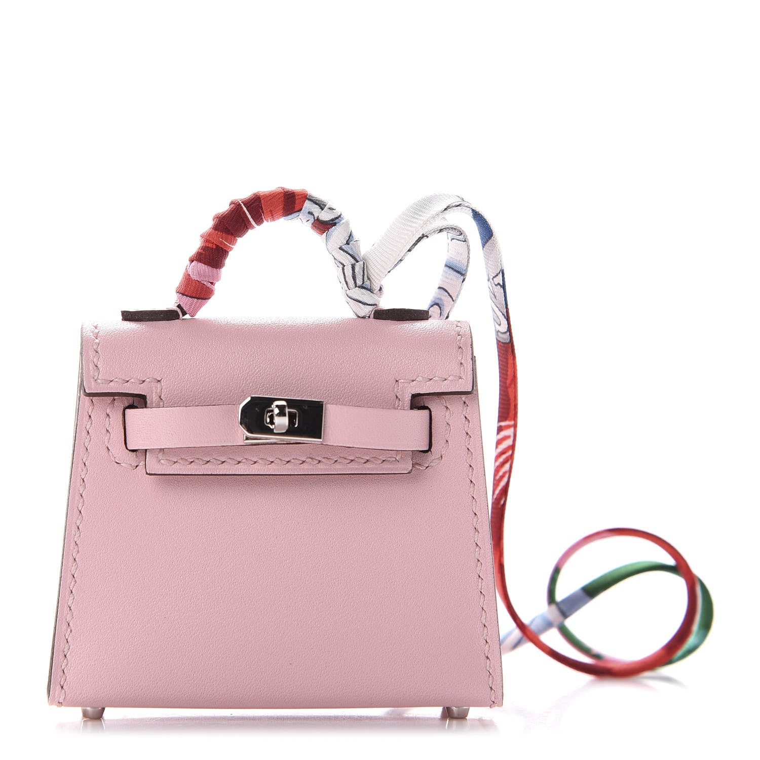 Hermes Tadelakt Mini Kelly Twilly Bag Charm Rose Sakura 2 of 11