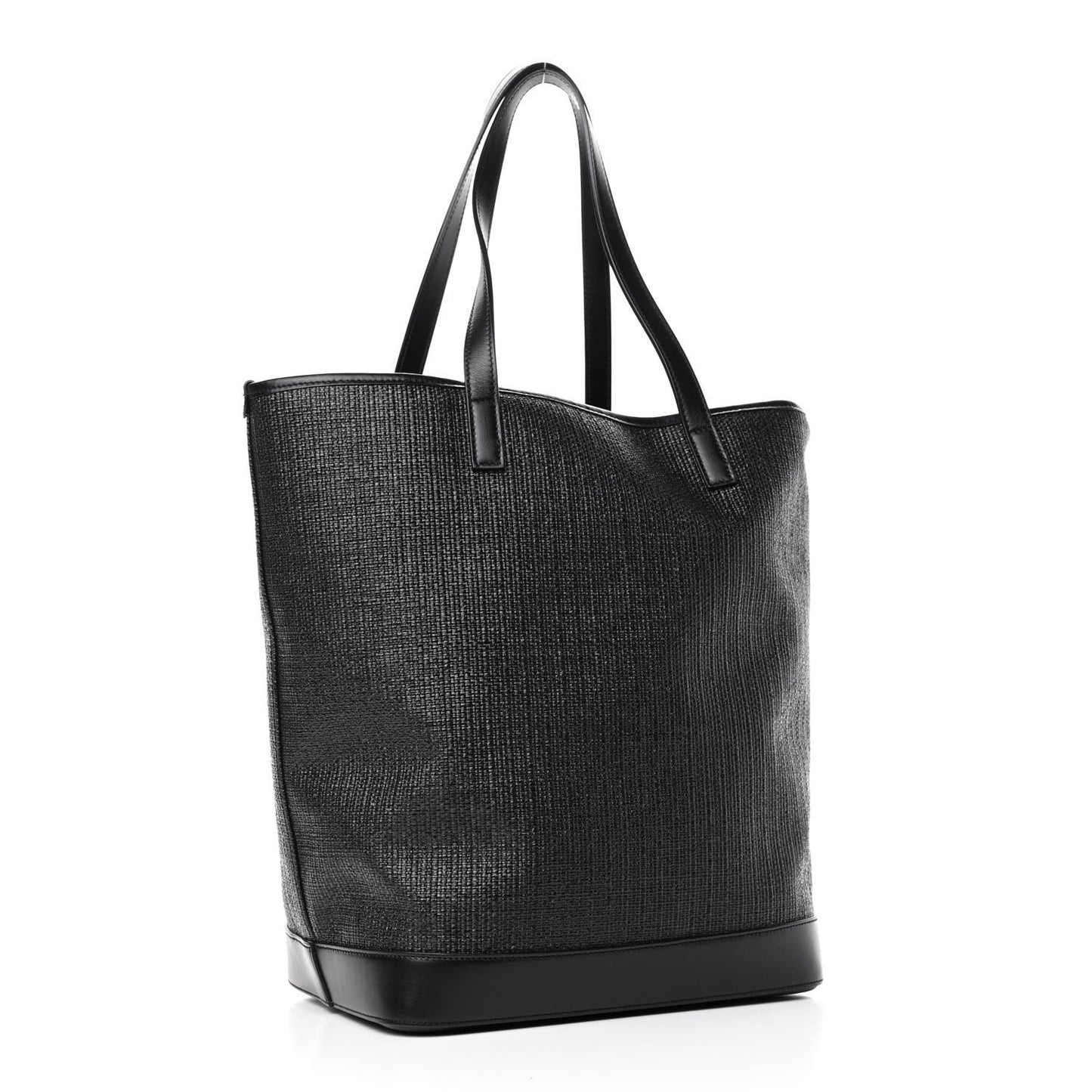Linen Canvas Teddy Shopping Bag Black