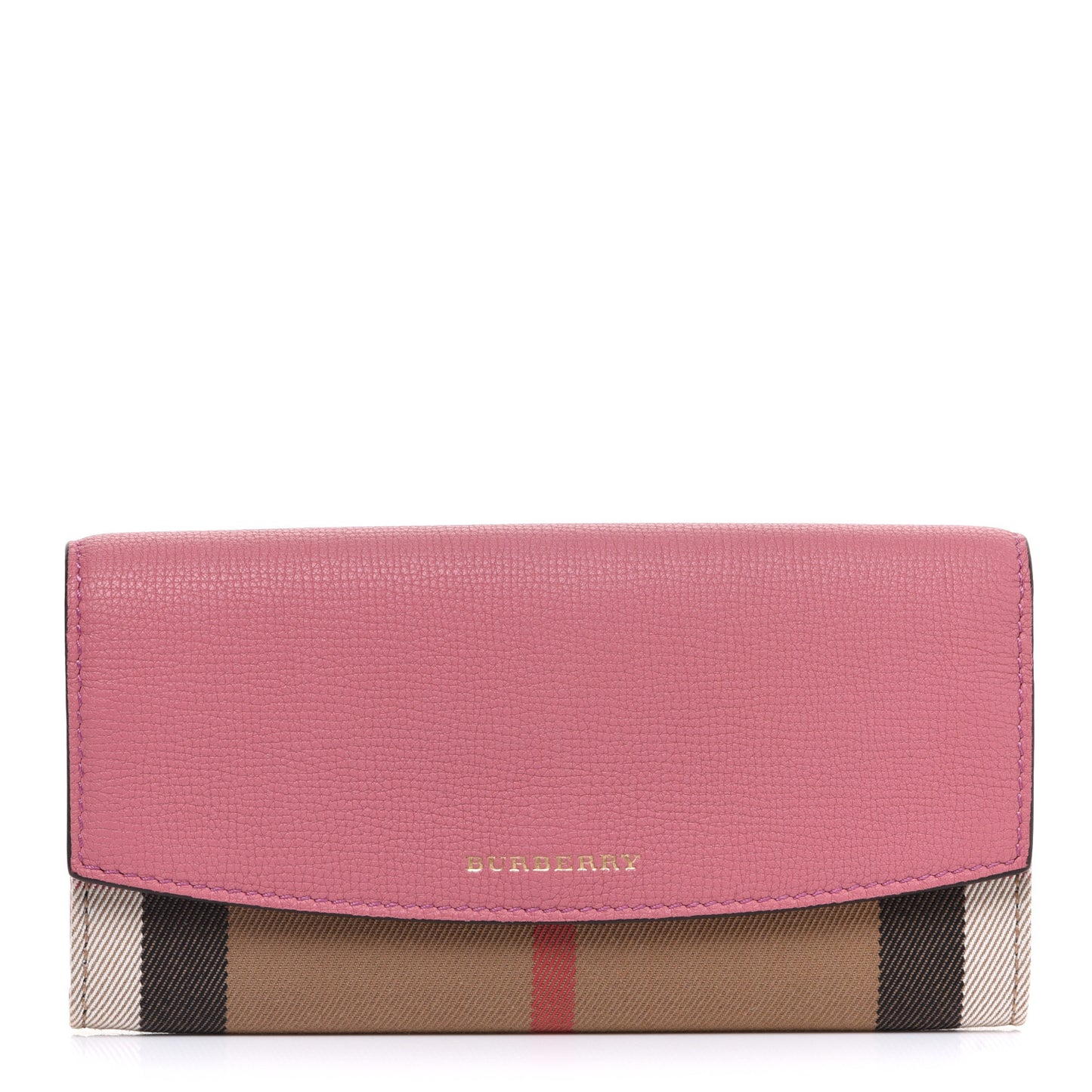 Calfskin Horseferry Check Porter Continental Wallet Mauve Pink