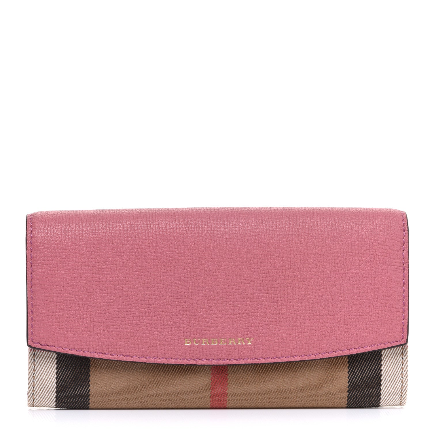 Burberry Calfskin Horseferry Check Porter Continental Wallet Mauve Pink 1 of 8