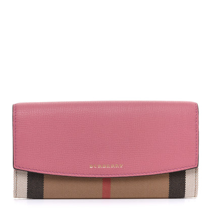 Burberry Calfskin Horseferry Check Porter Continental Wallet Mauve Pink 1 of 8