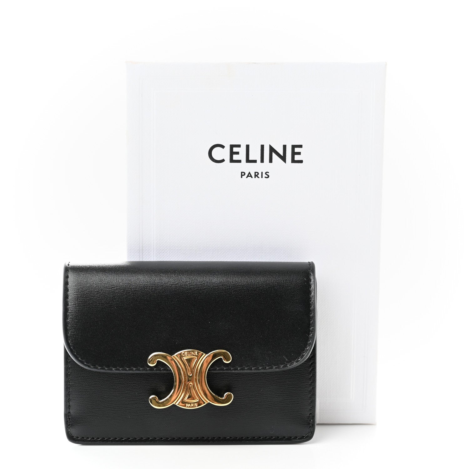 Celine Shiny Calfskin Triomphe Card Holder Black 6 of 6