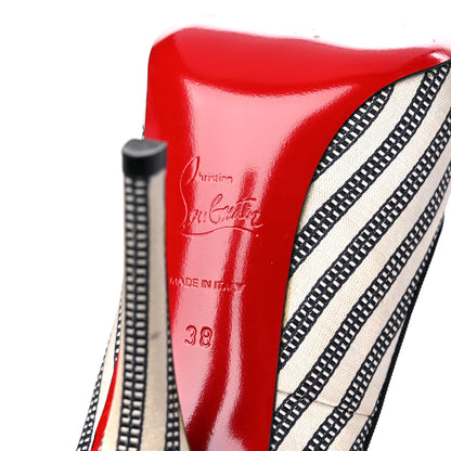 Christian Louboutin Canvas Melita Mary Jane Peep Toe 85 Pumps 38 White Black 6 of 11