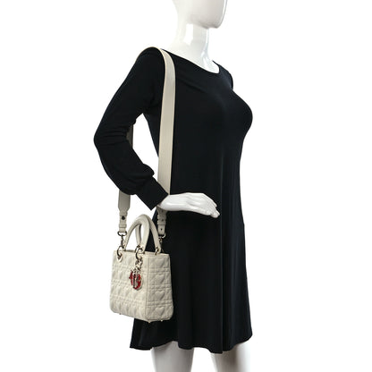 Christian Dior Lambskin Cannage Dioramour Heart Small Lady Dior White Red 2 of 10