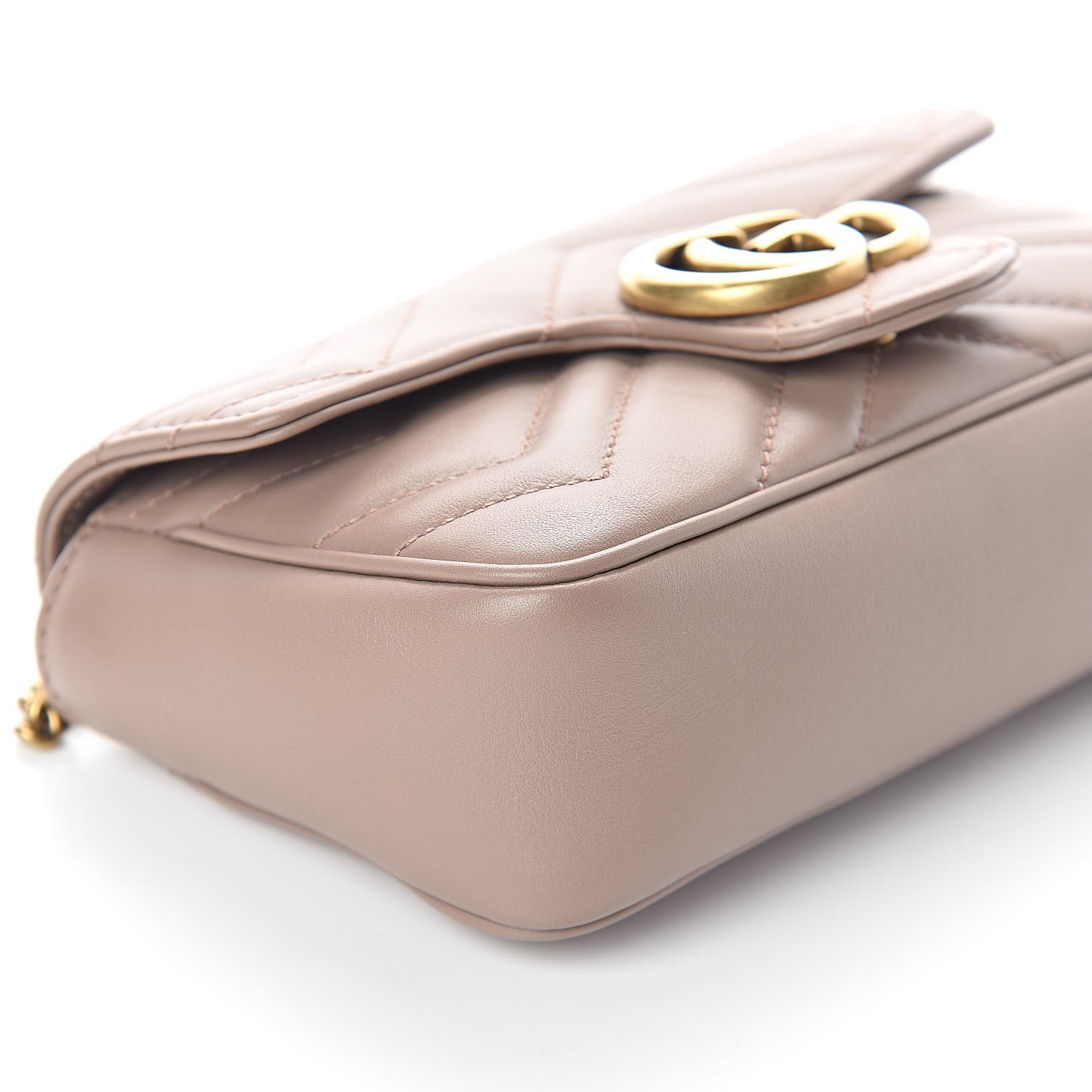 Gucci Calfskin Matelasse Super Mini GG Marmont Shoulder Bag Porcelain Rose 7 of 9