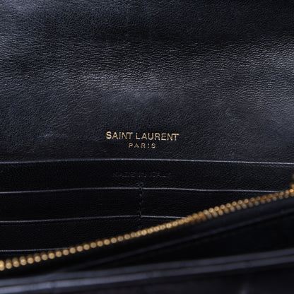Saint Laurent Lambskin Matelasse Monogram Vicky Chain Wallet Black 8 of 13