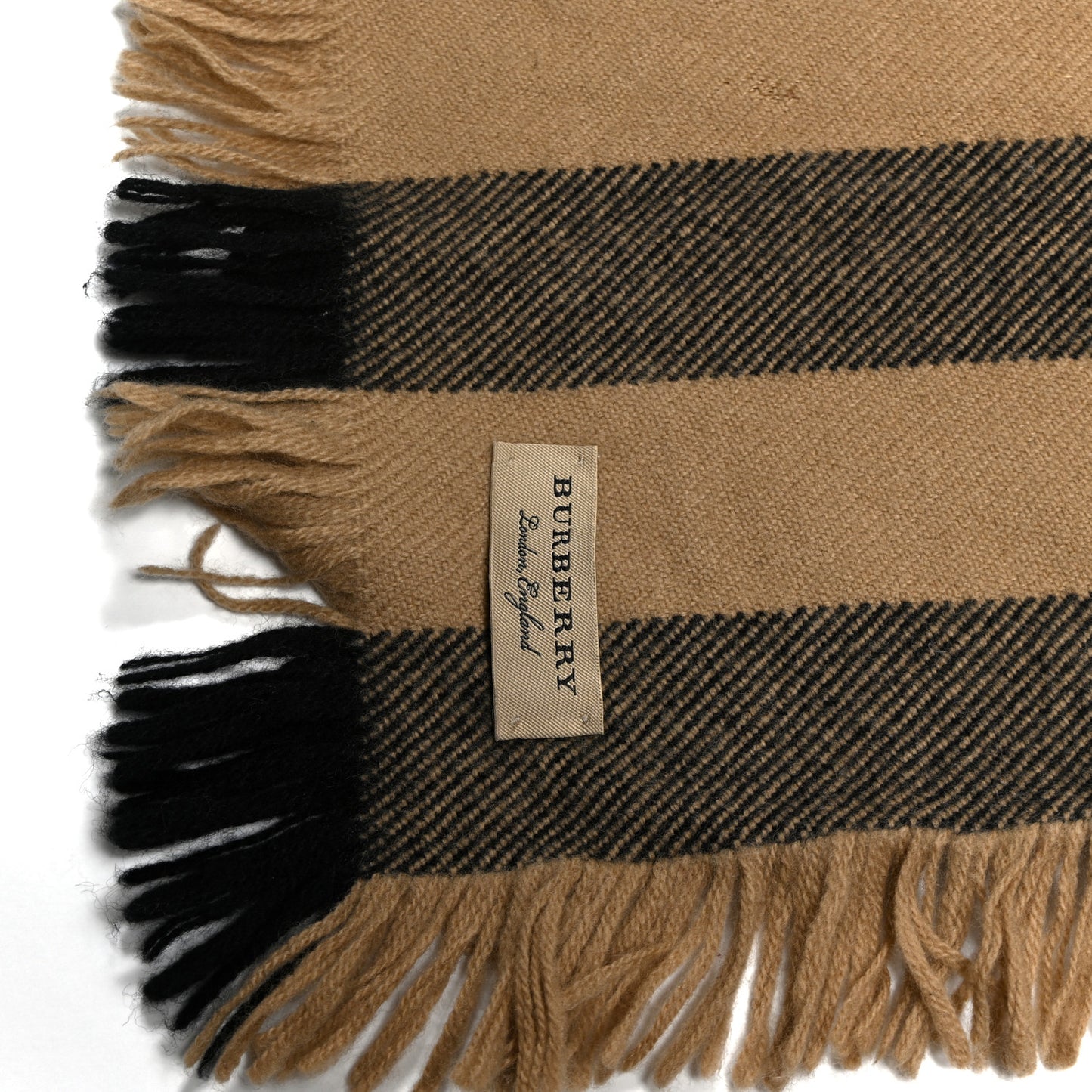 Wool Check Happy Fringe Scarf Beige