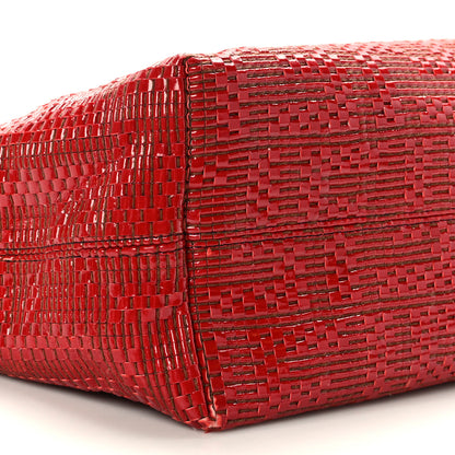 Fendi Calfskin FF Woven Medium Roll Tote Rosso 8 of 11
