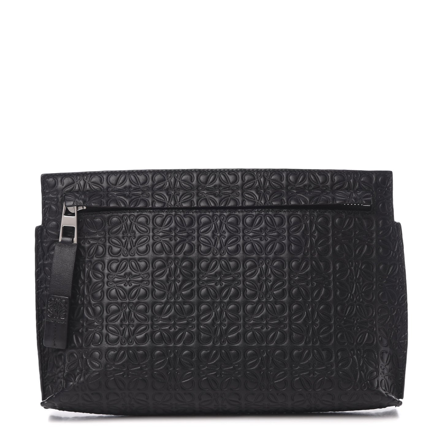 Calfskin Embossed Medium Repeat T Pouch Black