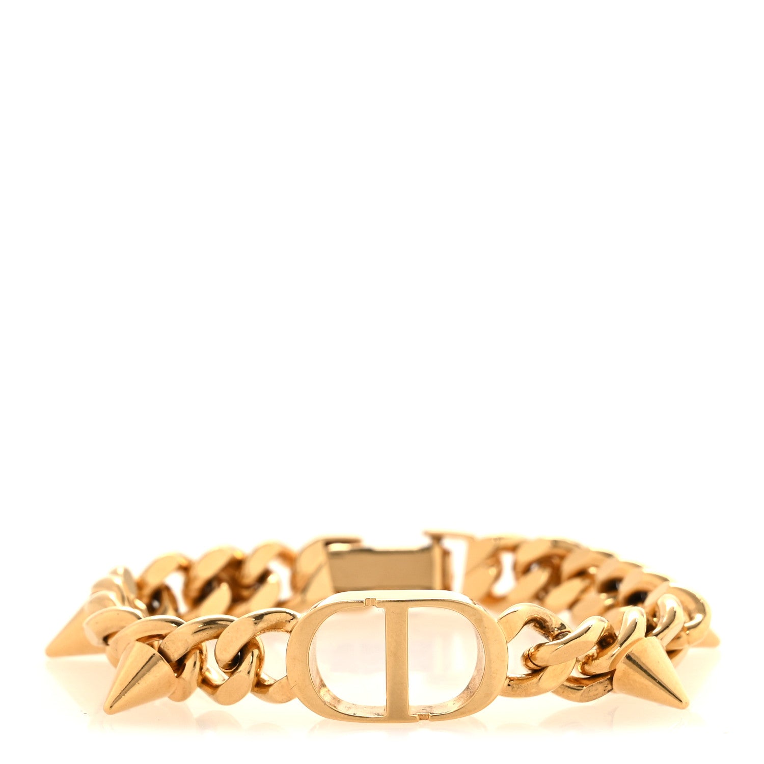 Christian Dior Metal Petit CD Spikes Chain Bracelet Gold 1 of 4