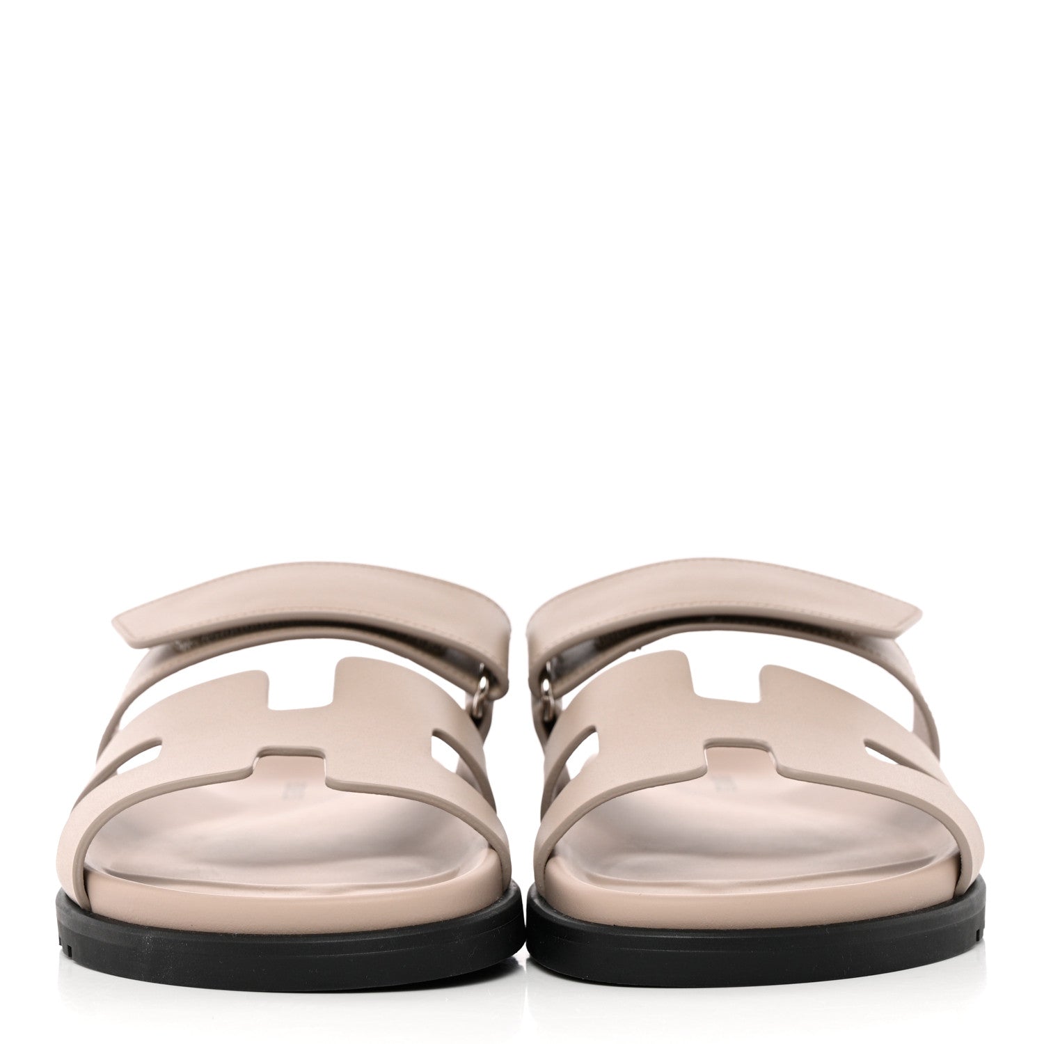 Hermes Calfskin Womens Chypre Sandals 37.5 Beige Mastic 2 of 15