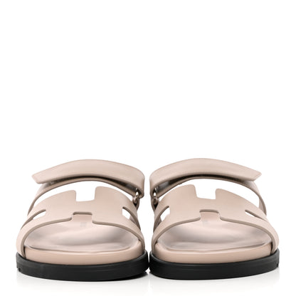 Hermes Calfskin Womens Chypre Sandals 37.5 Beige Mastic 2 of 15