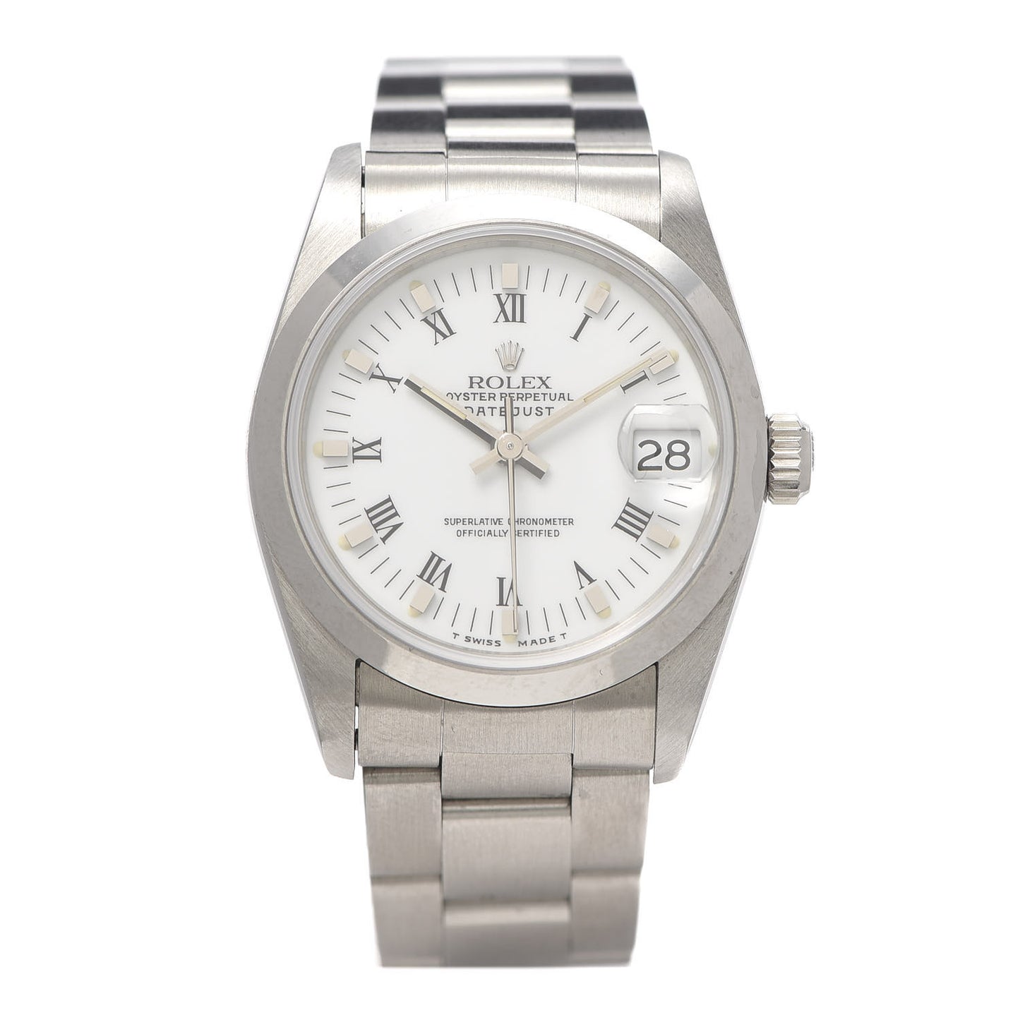 Stainless Steel 31mm Oyster Perpetual Datejust Watch White Roman 68240