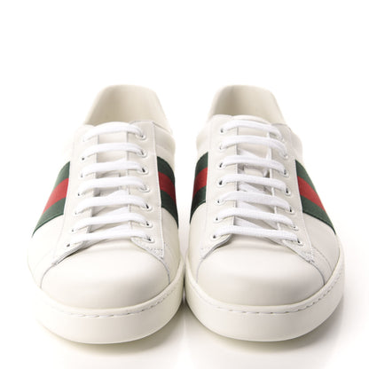 Gucci Calfskin Crocodile Web Mens Ace Sneakers 9 White Green 2 of 10