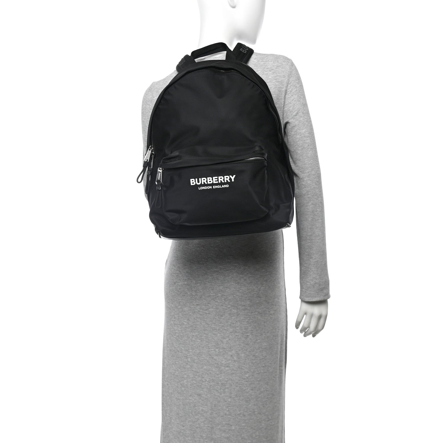 Burberry Nylon Logo Print Jett Backpack Black 2 of 9