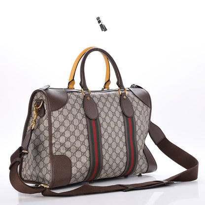 Gucci Soft GG Supreme Monogram Web Medium Duffle Bag Beige New Acero Crop 3 of 8