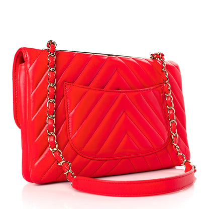 Chanel Lambskin Chevron Quilted Medium Trendy CC Flap Red 3 of 9