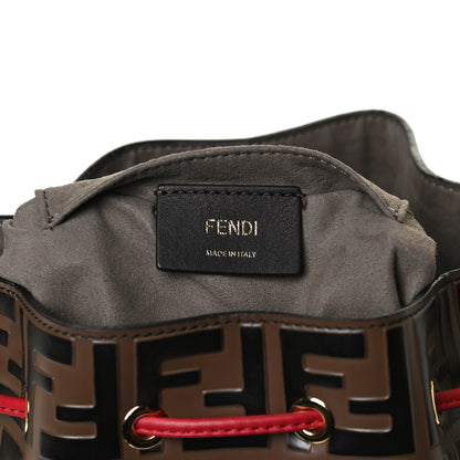 Fendi Vitello Grace F is Fendi Bi-Color FF 1974 Embossed Grande Mon Tresor Bucket Bag Maya Black Fragola 6 of 14