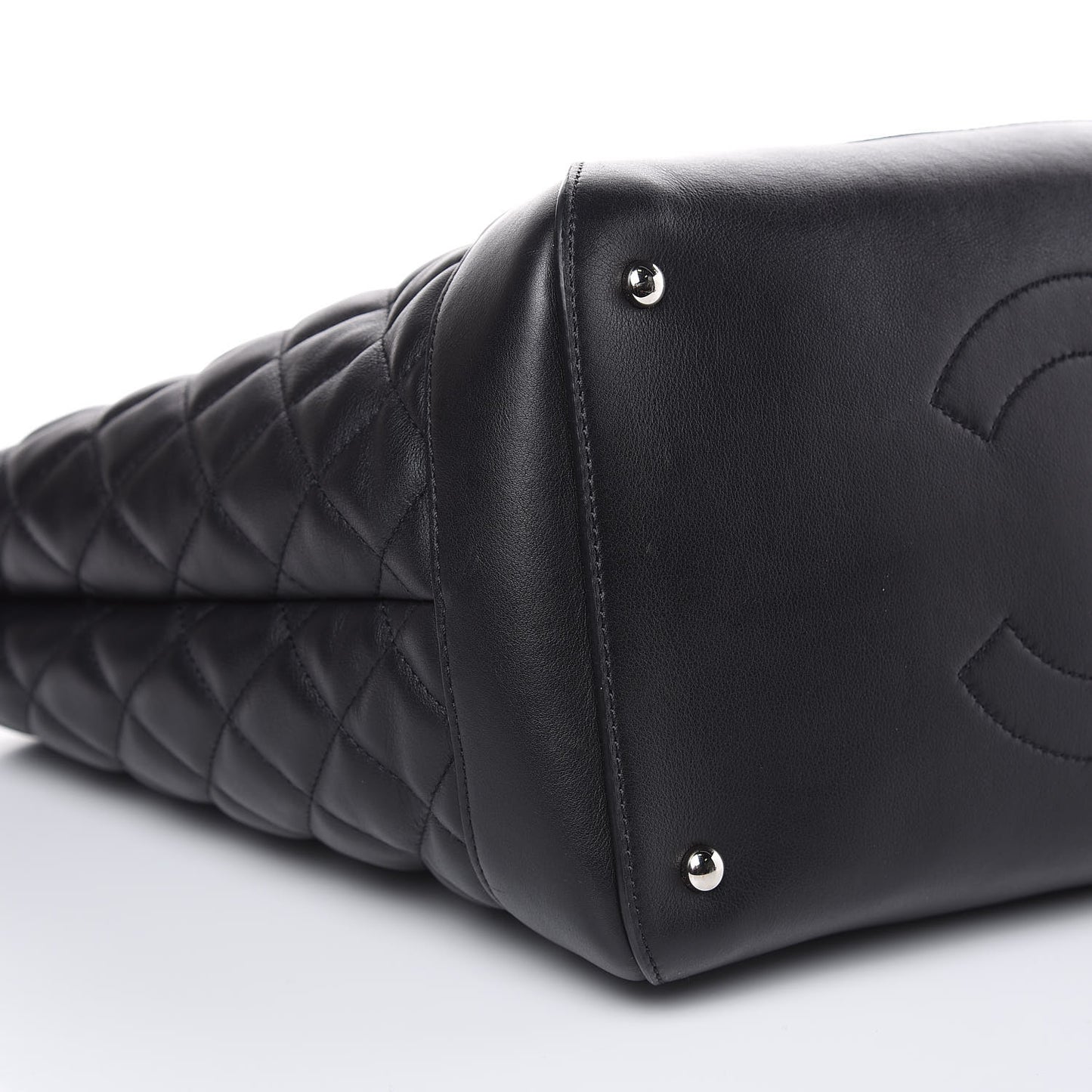 Calfskin Quilted Large Easy Shopping Tote Black