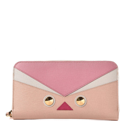 Fendi Vitello Elite QuTweet Studded Zip Around Wallet Pink 1 of 6