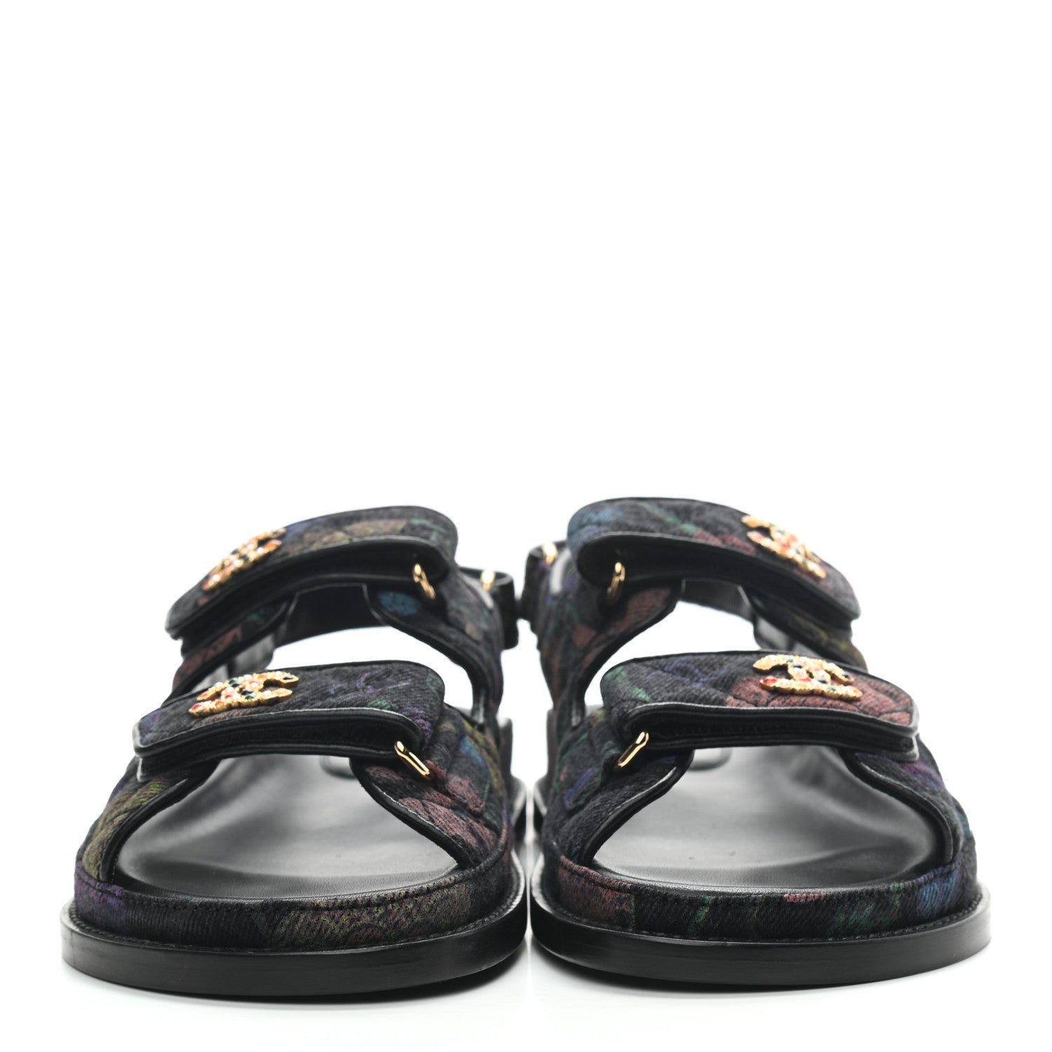Chanel Denim Quilted Dad Sandals 36 Black Multicolor 2 of 8