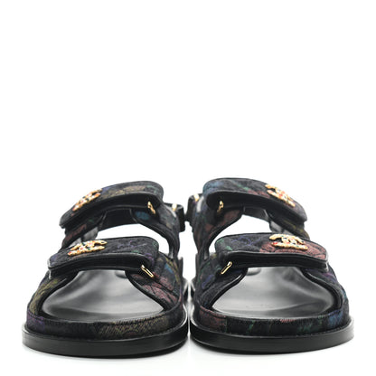 Chanel Denim Quilted Dad Sandals 36 Black Multicolor 2 of 8