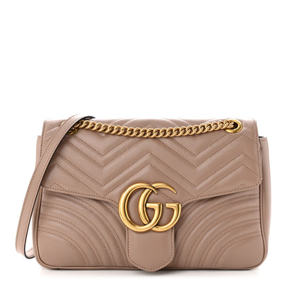 Gucci Calfskin Matelasse Medium GG Marmont Shoulder Bag Porcelain Rose 1 of 12