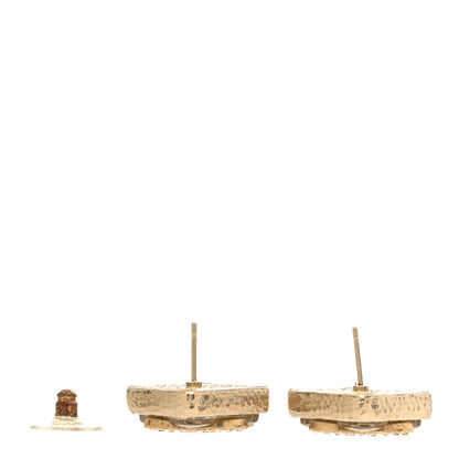 Chanel Pearl Crystal CC Square Earrings Gold 3 of 5